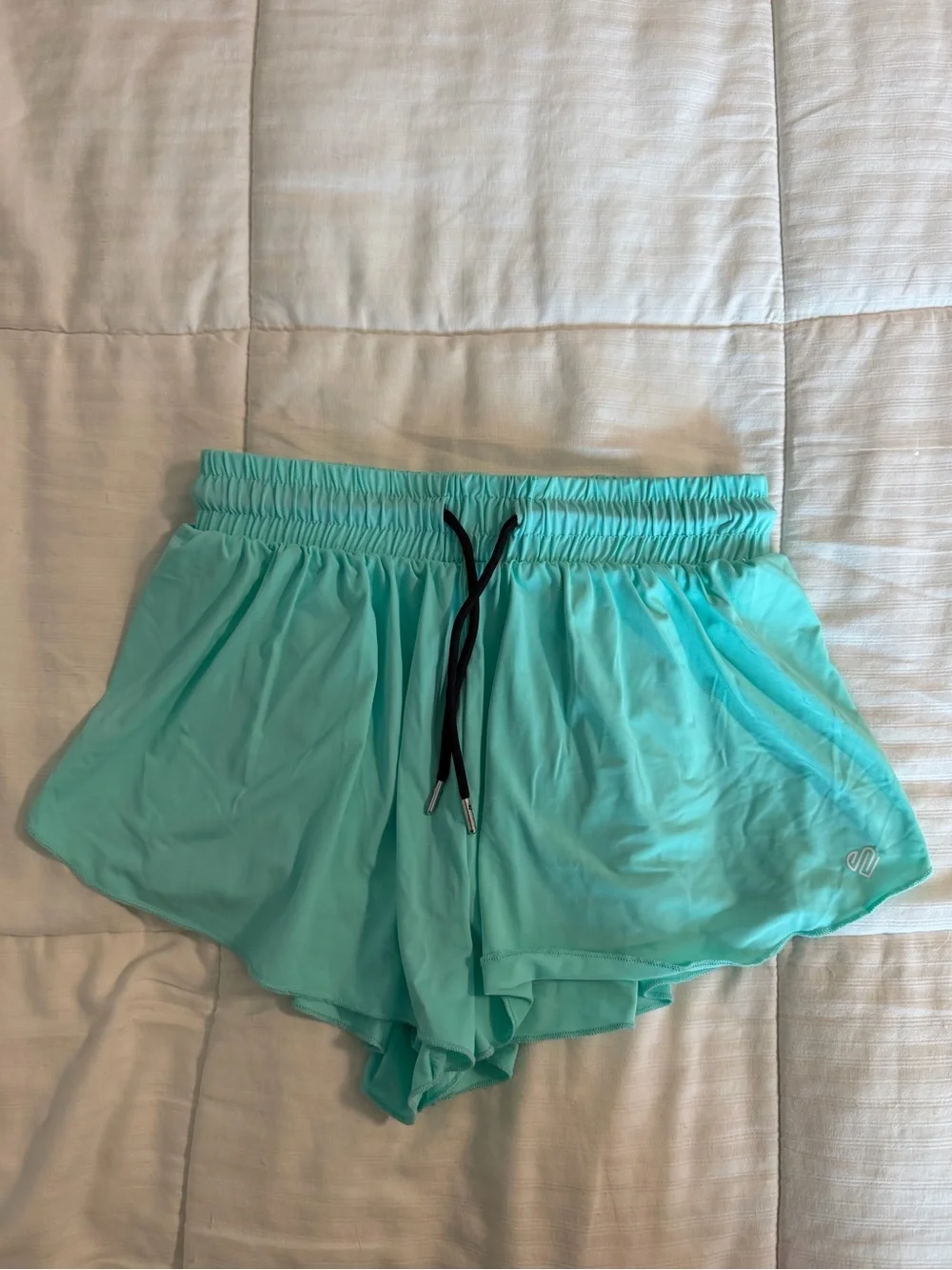 Justice Light Aqua Athletic Shorts with Black Drawstring